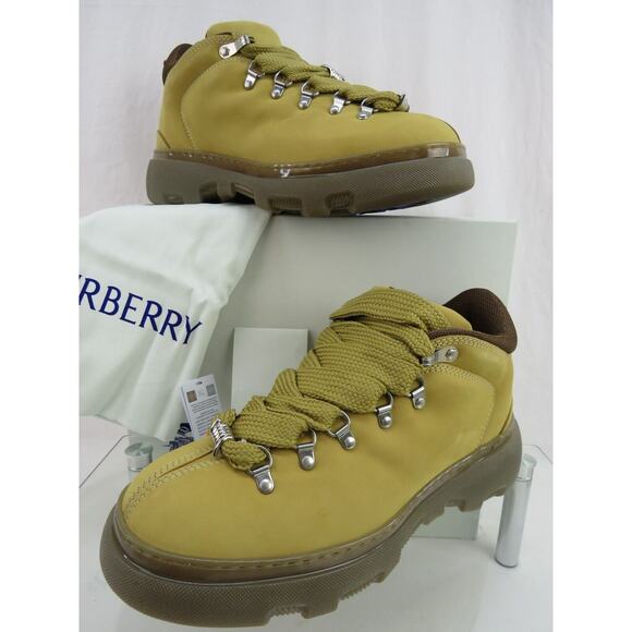 BURBERRY TREK BEIGE NUBUCK LEATHER LACE HIKING BOOTS SHOES EU 39.5 US 9.5 $1K - Picture 1 of 15